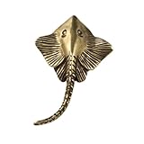 XLWLLNJ Messing-Fischstatue, Manta-Rochen-Figur, Tierskulptur im Vintage-Stil, Messing-Teufelsfisch für den Eingang, Schreibtisch oder Regal