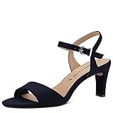 Tamaris Damen Sandalen mit Absatz Textil Vegan Stilettoabsatz Sommer; NAVY/blau; 39