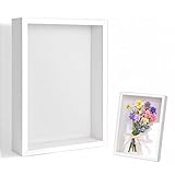3D Bilderrahmen zum Befüllen 20,3 x 25,4 cm Bilderrahmen Tief 3D Objektrahmen Hölzern bis 3cm, Tiefer Bilderrahmen zum Befüllen für Objekte, Blumen, Hochzeitsgeschenk oder Erinnerungsstücke (Weiß)