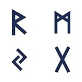 Tattwo.me – Temporäre Tattoos für Erwachsene und Kinder, hält 2 Wochen, wasserfest – 4 Runenbuchstaben (zum Ausschneiden) – Pflanzliche Tinte – EU-Kosmetik-Zertifikat – (P1010)