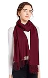 ELF KUCKUCK Schal Damen Winter Baumwolle Winterschal Pashmina Schals Frauen, Burgundy