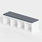 Sitzauflage für Kallax Regal 1x2, 1x3 und 1x4-4cm dickes Sitzkissen, Polster + waschbarer Bezug mit Reißverschluss - Ideal für Sitzbank im Flur & Kinderzimmer, in Grau oder Beige (146, Grau)