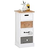 CARO-Möbel Kommode Salva Schubladenschrank Standregal in weiß, Shabby Chic Vintage Look, mit 4 Schubladen