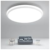 Led Deckenleuchte Flach 25W, JONMONSM Led Badezimmer Lampe IP54 Wasserfest LED Deckenlampe Ø28cm 2000LM 6500k, Rund Led Lamp Deckenlampen für Badezimmer, Schlafzimmer, Küche, Flur, Weiß
