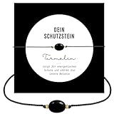 happymaker - Turmalin Armband Damen, handgefertigt Edelstein Armband mit 18k vergoldete Messingperlen, schöne Geschenkverpackung, Schutzstein und Kraftstein Geschenk
