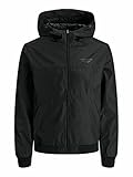 Jack & Jones Mens JJESEAM Jacket Hood NOOS Jacke, Black, XL