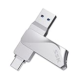 SSK USB Stick 128GB USB 3.2 Speicherstick Metall Memory Stick Dual USB-Sticks USB-A & Typ-C OTG USB-Flash-Laufwerk Wasserdichter Datenspeicher Up to 200MB/s, Ultra Fit Flash Drive für Datenspeicherung