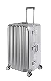 Travelhouse London XL Koffer Sport · Aluminium Rahmen & Polycarbonat Hartschale · 2X TSA Zahlenschloss · 4X 360° Doppelrollen · 43x36x76cm · Vol. 115L · Farbe: Silber