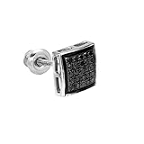 Dazzlingrock Collection 0,13 Karat (ctw) schwarzer runder Diamant Damen Herren Uni Hip Hop Micro Pavé Ohrstecker (nur 1 Stück), Weißgold, Diamant, Weißgold, Diamant