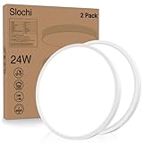 [2 Stücke] LED Deckenleuchte, slochi 24W 2050LM Ultra Dünn Deckenlampe Flach Ø23x2.3cm, 6500K Kaltesweiß, LED Deckenleuchte Rund für Schlafzimmer, Wohnzimmer, Bad, Balkon, Flur, Küche
