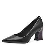 Tamaris Damen Pumps Leder Blockabsatz bequem; Black Combined, EU 37