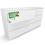 CDF Kommode Weiß mit 6 Schubladen 40 cm Tief Komodenschrank Komode für Wohnzimmer Schlafzimmer Schubladenschrank Malm Kommode viel Stauraum Geeignet Organizer Kleidung 138 cm Breite Modern Look