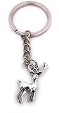 H-Customs Reh Hirsch mit Geweih Schlüsselanhänger Anhänger Silber aus Metall