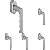 HOPPE 11701335, Edelstahl-Effekt Fenstergriff HAMBURG-Secu Forte, 90°, VK 32-42 (Packung mit 5)