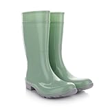 LEMIGO Damen Gummistiefel Wasserdicht Hohe Regenstiefel Gartenschuhe 967 Ilse (Minze, 39)