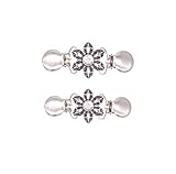 VALICLUD 2 STÜCK Pullover Clips Klassische Weiße Kristall Intarsien Krawatte Pullover Clips Bundle Clips Kleidung Verbindung Schnalle Cardigan Clips Pullover Kragen Clips (Silber)