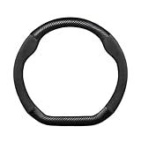 FIXCOR 38 cm Carbon Fiber PU Leder Auto Lenkrad Abdeckung Für A-UDI A3 8P 8L 8V S3 RS3 Q3 S Linie 2014-2023 Lenken Schutz Abdeckung Auto lenkradbezug(D Fiber Black)