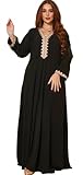 Greatfool Kaftan damen lang - Traditioneller Damen-Djellaba im Stil eines marokkanischen Kaftans oder eines Kabylenkleids, der als Damen-Abaya oder - L
