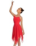 Mulnall Damen Modern Lyrisches Kleid Camisole Tanz Kostüm Ballett Asymmetrisch High-Low Mesh Rock Ärmellose Leotard Gymnastik Tanzbekleidung Latein Rumba Tango Kleid Ballsaal(UK23913-04-M)