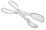 KitchenCraft Salatzange Kunststoff, Servierbesteck, Salatbesteck Zange mit Gabel und Löffel, Langstielige Küchenzange, Spaghettizange, Transparent, Plastik, 29 cm