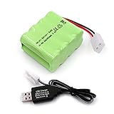 Gecoty® 9.6V NiMH Akku, 2400mAh Wiederaufladbarer AA Akkupack mit USB Ladekabel und KET 2P Anschluss für RC Truck RC Tank und RC Schlachtschiff