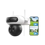 EZVIZ 4MP+4MP WLAN Überwachungskamera Aussen mit Dual-Objektive, 360°-Überwachung, 40m Farbnachtsicht, Dual-Ansicht, KI Personen-/Fahrzeugerkennung, Auto-Zoom-Tracking, Aktive Verteidigung, C90 Dual