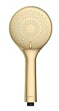 Wasserspar Duschkopf Watersaving, Handbrause mit Wasserspar-System, 3 Strahlarten, Ø 11 cm, ABS, Gold