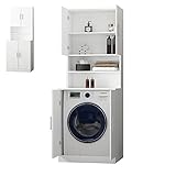 ECD Germany Waschmaschinenschrank 70x190x70 cm mit 4 Türen, Weiß, Badezimmerschrank für Waschmaschine/Trockner, Hochschrank Badmöbel Badregal Badschrank Umbauschrank Überbau Waschmaschinenüberbau