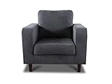 Sessel Kera - Couch, Couchsessel, Loungesessel, Stühl, Holzfüße, Velours Stoff, Couchgarnitur (Dunkelgrau (Cosmic 97))