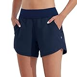 WILLIT Damen 5" Badeshorts Boardshorts UPF50+ Badehose High Waisted Schwimmshorts Badehose Schnell Trocknende UVA Schutz mit Liner Taschen Navy Blau Größe 38