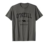 O'Neill Nebraska NE Sportdesign im Vintage-Stil, sportlich, schwarz T-Shirt