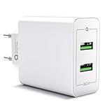 CSL – 36W Ladegerät 2 Port Quick Charge 3.0 | USB Netzteil 6000 mA insgesamt | Schnellladefunktion | Smart Charge + Solid Charge | für iPhone iPad Samsung Galaxy Nexus HTC Motorola LG UVM, weiß