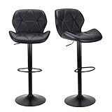 WangPangzi Barhocker 2er Set,höhenverstellbar mit lehne barstuhl, Küchenstühle Mit Fußstütze, Kunstleder Stahl,Gepolsterter Sitz, Für Tresenhocker, Wohnküchen, Hotels, Bar Hocker (Schwarz)