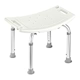 Badhocker Duschstuhl, 8-Fach Verstellbarer Badewannenhocker werkzeugfreier Badestuhlsitz mit strapazierfähigen Aluminiumbeinen & Anti-Rutsch-Füße für ältere Menschen, Senioren, Behinderte