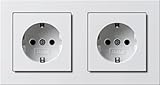 GIRA Serie E2 Komplett-Sets - reinweiß glänzend (2x Steckdose, 1x Rahmen 2fach)