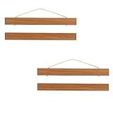 Hawpasy 2er Set 21cm Magnetisch Posterschiene A4, Bilderrahmen aus Teak für Wandbilder, Bilderleiste Magnetisch, Poster Aufhänger Holz, Holzleisten für Poster