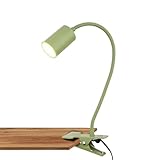 BRILONER - Schreibtischlampe mit Kabelschalter, Warmweiße Lichtfarbe, schwenkbar, Stecker, Leselampe, Klemmlampe, Klemmleuchte, Nachttischlampe, Leselicht Kinder, Bürolampe, 40cm hoch, Grün