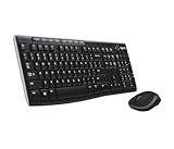 Logitech MK270 Desktop für Bildungseinrichtungen mit Silikonschutz, kabellose Tastatur und Maus für Windows, 2,4-GHz-USB, kompakte Maus, 8 Multimedia-Tasten, PC, AZERTY-Layout für Frankreich, Schwarz