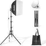 RALENO Softbox Fotostudio Set, 40 x 40 cm Fotolicht mit Stativ und LED Glühbirne (50W, 5500K, 97 CRI), Fotolampe für Porträtfotografie, Game-Streaming, YouTube-Videofotografie
