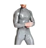 GAYLOP Latex Pants Latex-Catsuit für Herren, mit Reißverschluss an Schultern und Schritt, Halseinstieg, Overall, handgefertigt, schwarz, XXL
