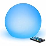 Mr.Go 6" Wiederaufladbare Nachttischlampe LED Lampe Kugel, 16 Farben, 8 Dimmbar Helligkeit, Farbwechsel Rgb Sphäre Nachtlicht Tischlampe mit Fernbedienung for Innen Außen Deko