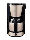 Bestron Filter-Kaffeemaschine für 8 Tassen Kaffee, Kaffeemaschine mit 1 Liter Thermokanne, inkl. Permanent-Filter & Abschaltautomatik, 900 W, Farbe: Hellbeige