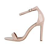 Giralin Damen Sandaletten Riemchensandaletten Stiletto High Heels Leder-Optik Party Schuhe Elegante Abendschuhe Tanz Absatzschuhe 610102 Nude 38