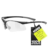 uvex sportstyle 223 - Sportbrille für Damen und Herren - 100% UVA-, B, C Schutz - druckfreier Sitz & perfekter Halt - black grey/clear - one size