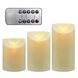 Horuili 3 Stück LED Kerzen, Flammenlose LED Kerzenlichter, mit Fernbedienung und Timerfunktion, Einstellbare Helligkeit, für Hochzeit, Weihnachten, Silvesterparty, Heimdekoration
