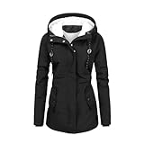 Winterjacke Damen Grosse Grössen,Damen Wintermantel Warmer Wasserdichter Und Atmungsaktiver Steppmantel Lang Mit Kapuze Und Hohem Teddy-Fleece-Kragen,Jacke Damen,Damen Winterparka,B Black,M