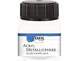 KREUL 77279 - Acryl Metallicfarbe, 20 ml Glas in perlmutt-weiß, glamouröse Acrylfarbe mit Metalliceffekt auf Wasserbasis, cremig deckend, schnelltrocknend und wasserfest