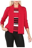 FASHION 7STAR Gestreiftes Top und Strickjacke für Damen, Doppelset, langärmlig, offener Pullover, 2 teiliges Set, Rot