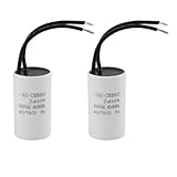 2 Stück 2µF 450V CBB60 Kondensator, langlebiger Anlaufkondensator und Arbeitskondensator, Kondensator Set geeignet für Umwälzpumpe, Klimaanlage, Waschmaschine, Haushaltsgeräte, Motorstart