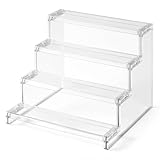 Lifewit 4-stufiger klarer Display Ständer, 1 Stück Kunststoffständer für Präsentation, Plastik Organizer für Figuren, Cupcakes, Schreibtischständer zum Ordnen und Dekorieren, 22.8cm